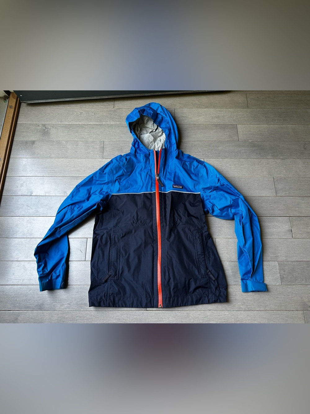 Boys Patagonia Torrentshell Full zip Blue Windbreaker Jacket Coat Size XL 14